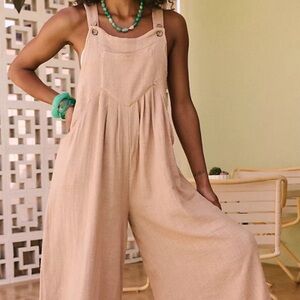 NWOT FREE PEOPLE sun drenched cotten gauze wide leg oversells size L/XL